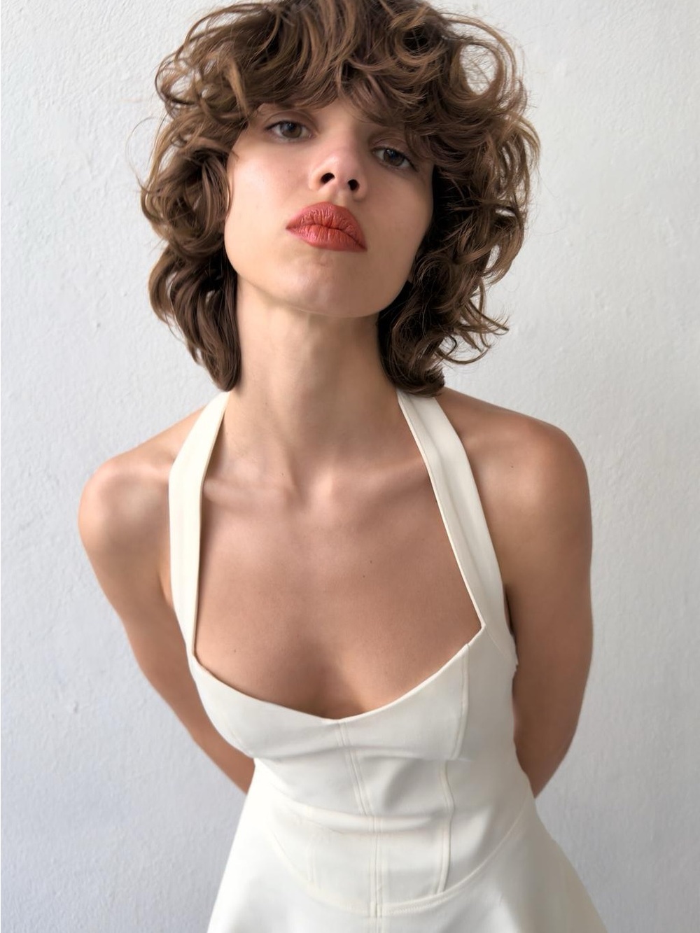 Zara Cream Halter Sweetheart Mini Dress